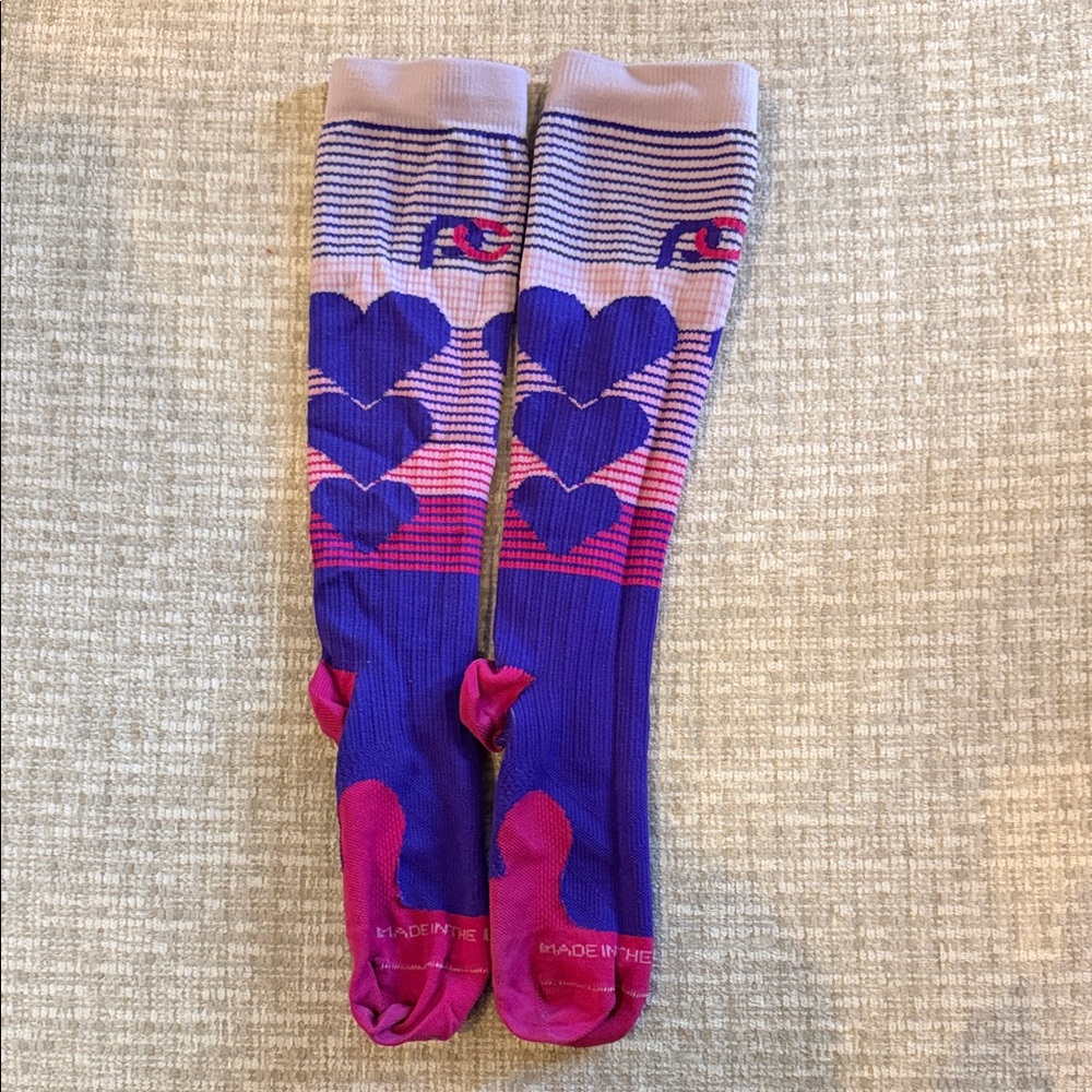 Vibrant Purple and Pink Heart Knee-High Socks